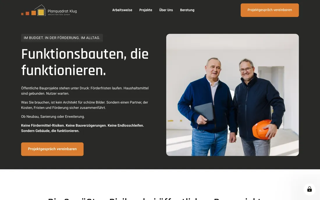 Website von Planquadrat Klug ARCHITEKTEN – Stendal